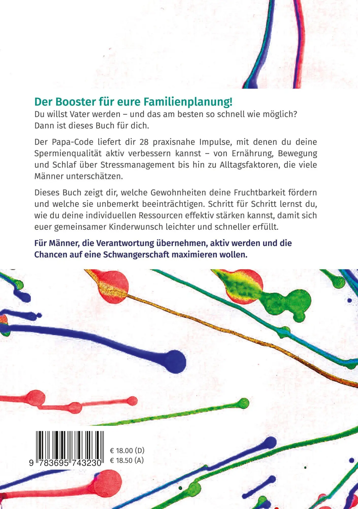 Rückseite: 9783695743230 | Der Papa-Code | 28 Impulse für starke Spermien | Sonja Gericke-Baar