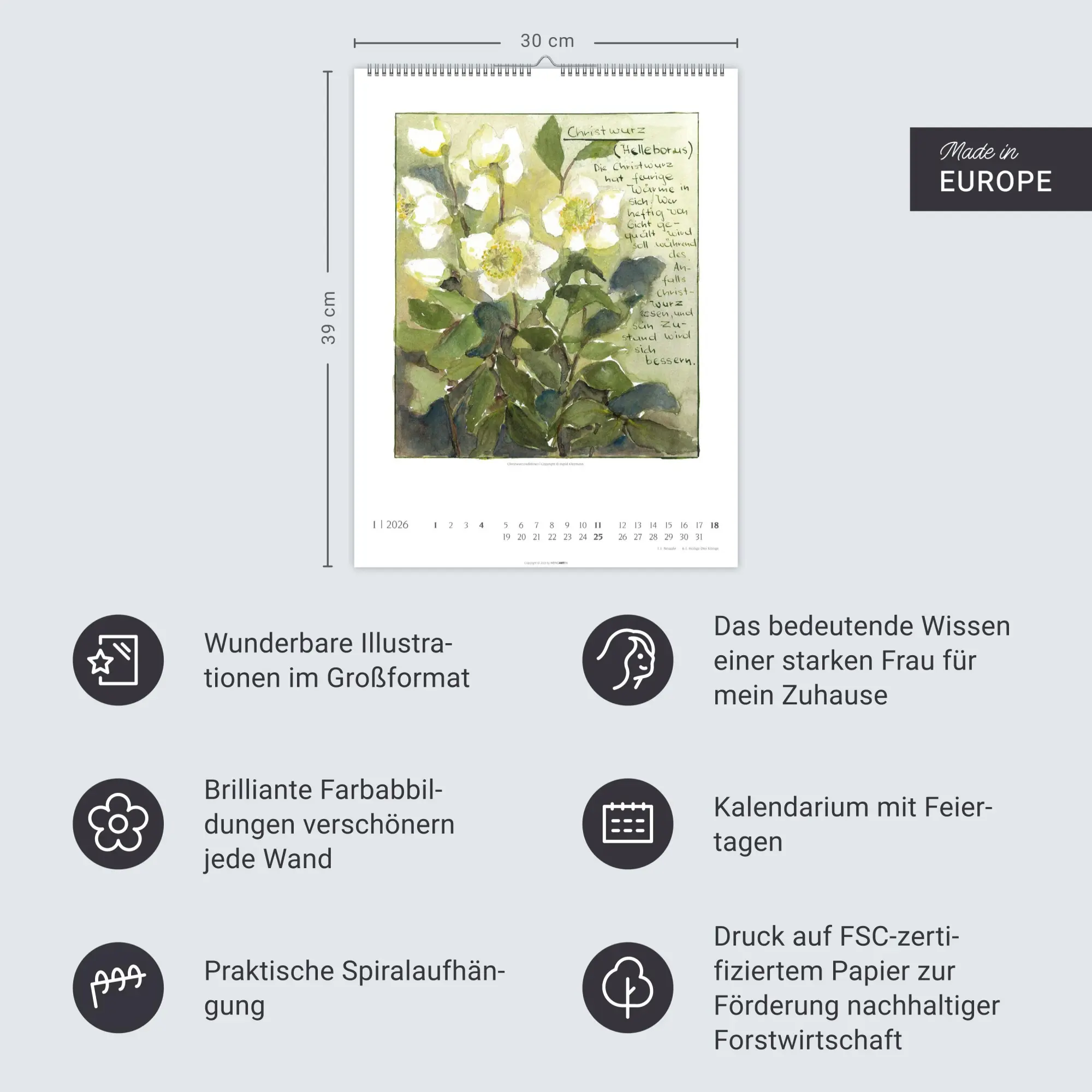 Bild: 9783839903230 | Hildegard von Bingen Kalender 2026 | Ingrid Kleemann | Kalender | 2026