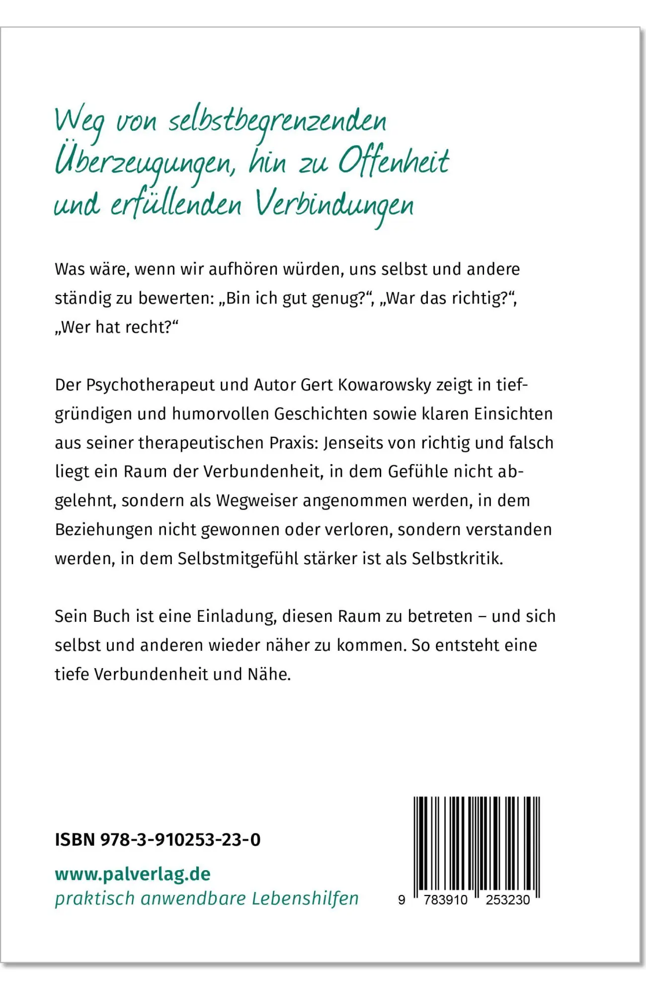 Rückseite: 9783910253230 | Jenseits von richtig und falsch | Gert Kowarowsky | Taschenbuch | 2026