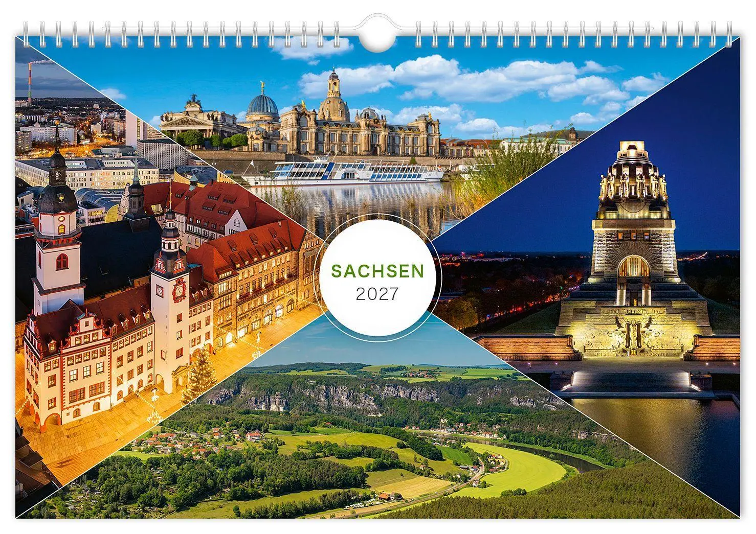 Cover: 9783912303230 | Kalender Sachsen 2027 | 30 x 20 cm weißes Kalendarium | Peter Schubert
