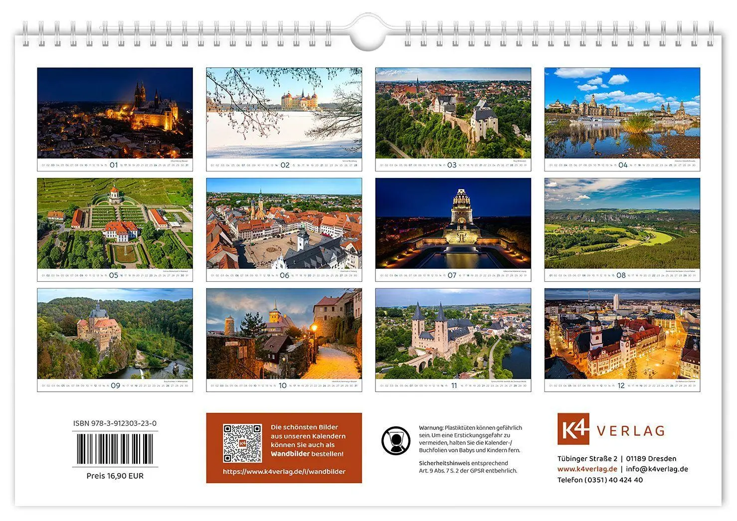 Bild: 9783912303230 | Kalender Sachsen 2027 | 30 x 20 cm weißes Kalendarium | Peter Schubert