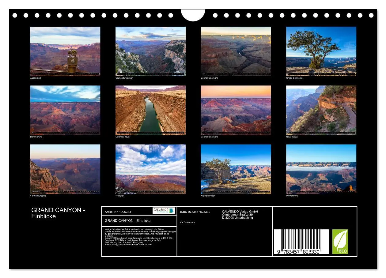 Bild: 9783457823330 | GRAND CANYON - Einblicke (Wandkalender 2026 DIN A4 quer), CALVENDO...