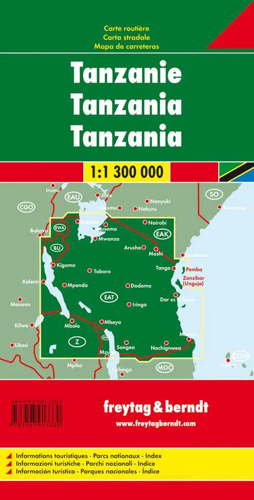 Rückseite: 9783707913330 | Tansania 1 : 1 300 000 | (Land-)Karte | Englisch | 2017