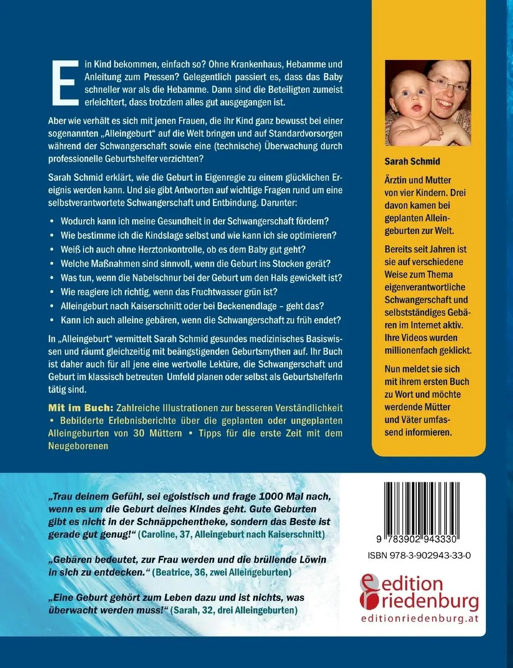 Rückseite: 9783902943330 | Alleingeburt - Schwangerschaft und Geburt in Eigenregie | Sarah Schmid