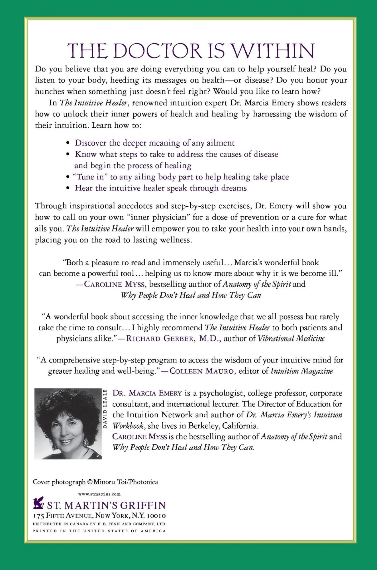 Rückseite: 9780312263430 | The Intuitive Healer | Accessing Your Inner Physician | Marcia Emery