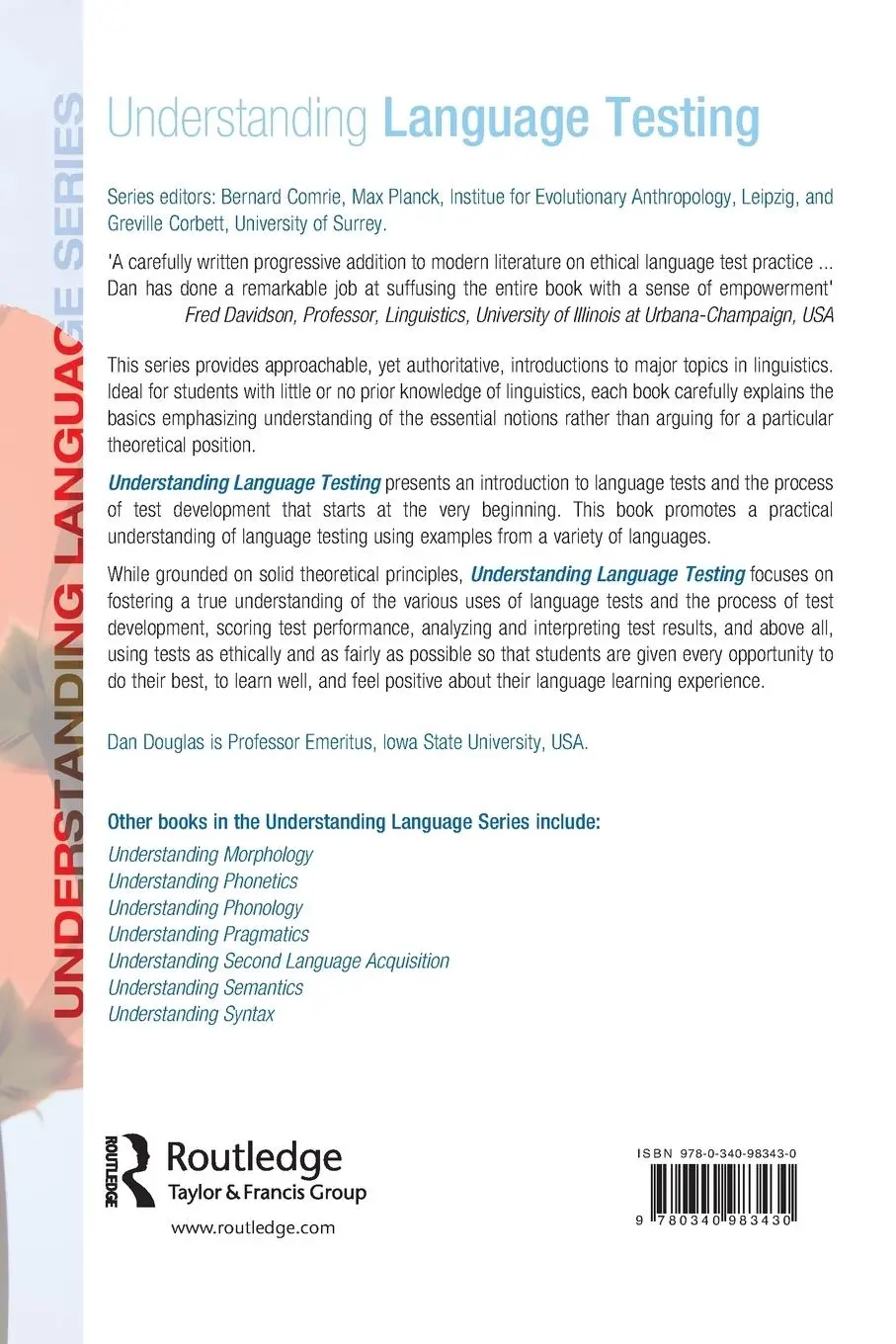 Rückseite: 9780340983430 | Understanding Language Testing | Dan Douglas | Taschenbuch | Englisch