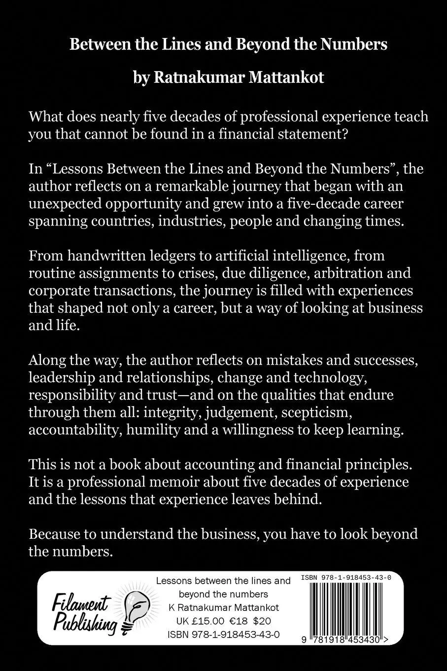 Rückseite: 9781918453430 | Lessons between the lines and beyond the numbers | Mattankot | Buch