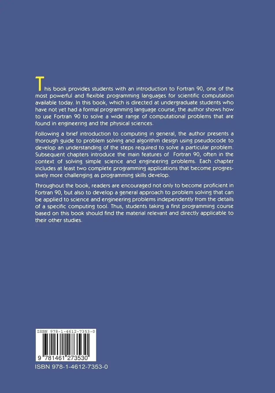 Rückseite: 9781461273530 | Problem Solving with Fortran 90 | For Scientists and Engineers | Buch