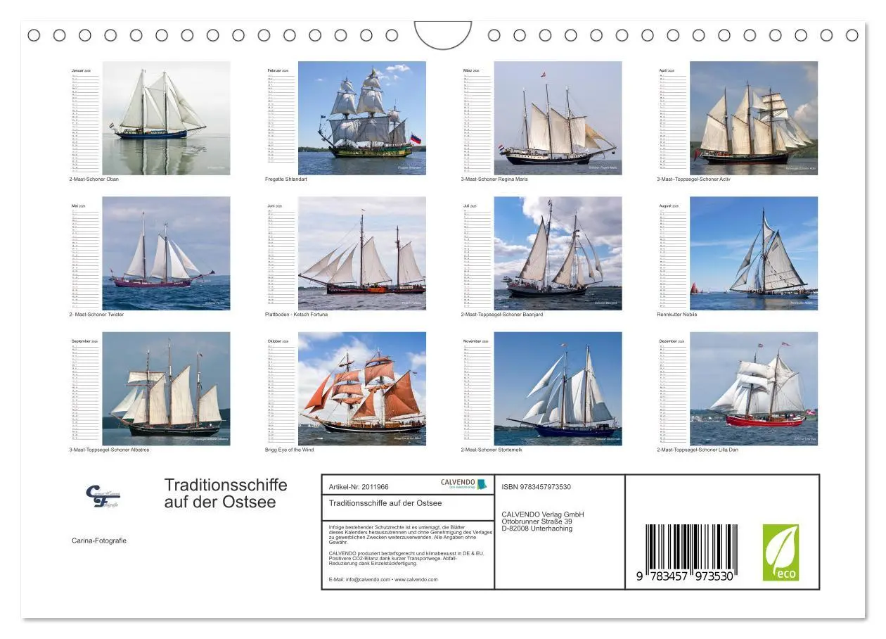 Bild: 9783457973530 | Traditionsschiffe auf der Ostsee (Wandkalender 2026 DIN A4 quer),...