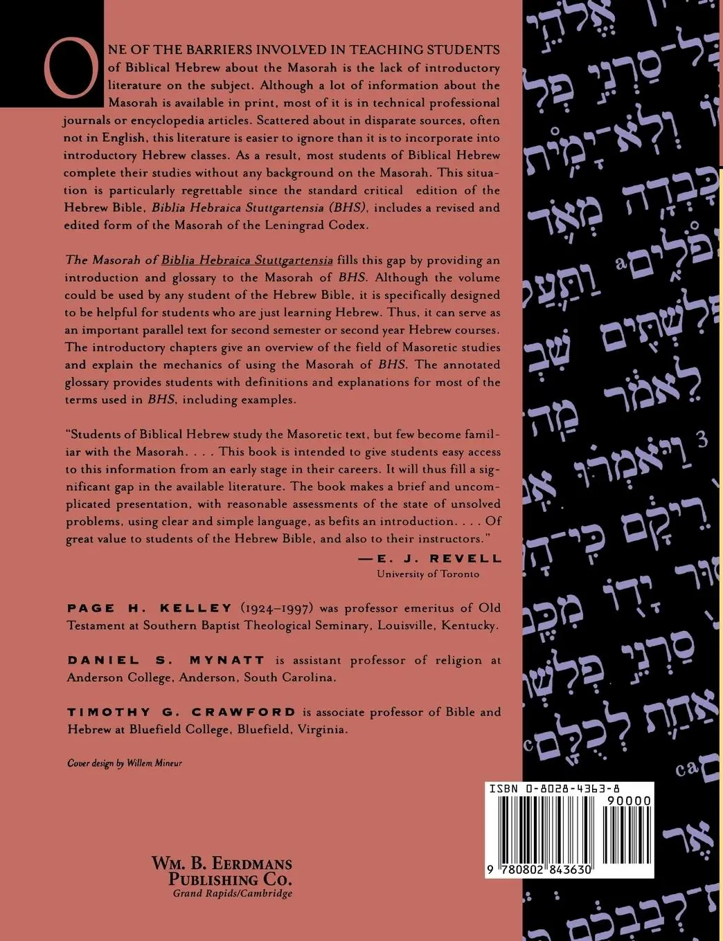 Rückseite: 9780802843630 | The Masorah of Biblia Hebraica Stuttgartensia | Page H. Kelley (u. a.)