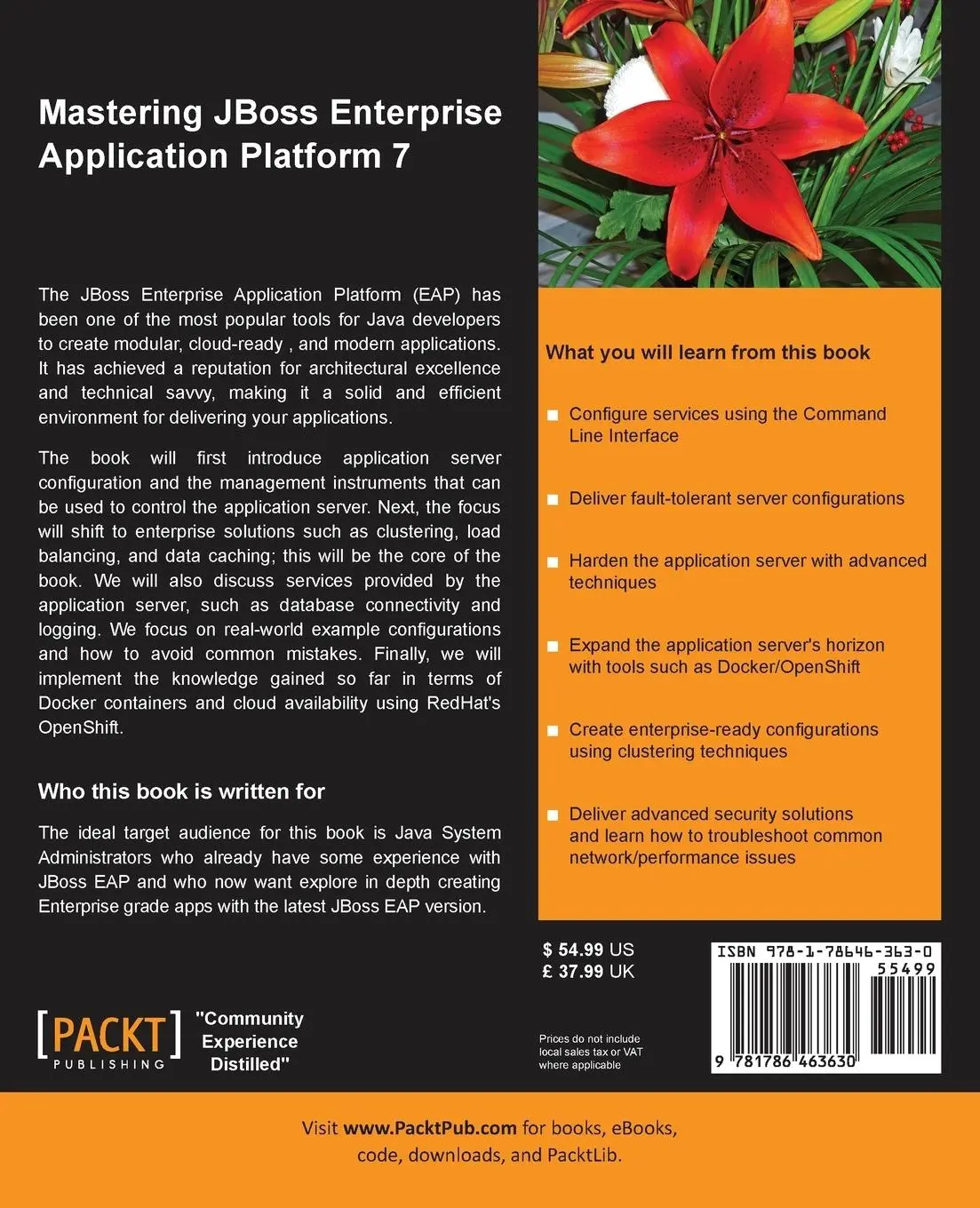 Rückseite: 9781786463630 | Mastering JBoss Enterprise Application Platform 7 | Marchioni (u. a.)
