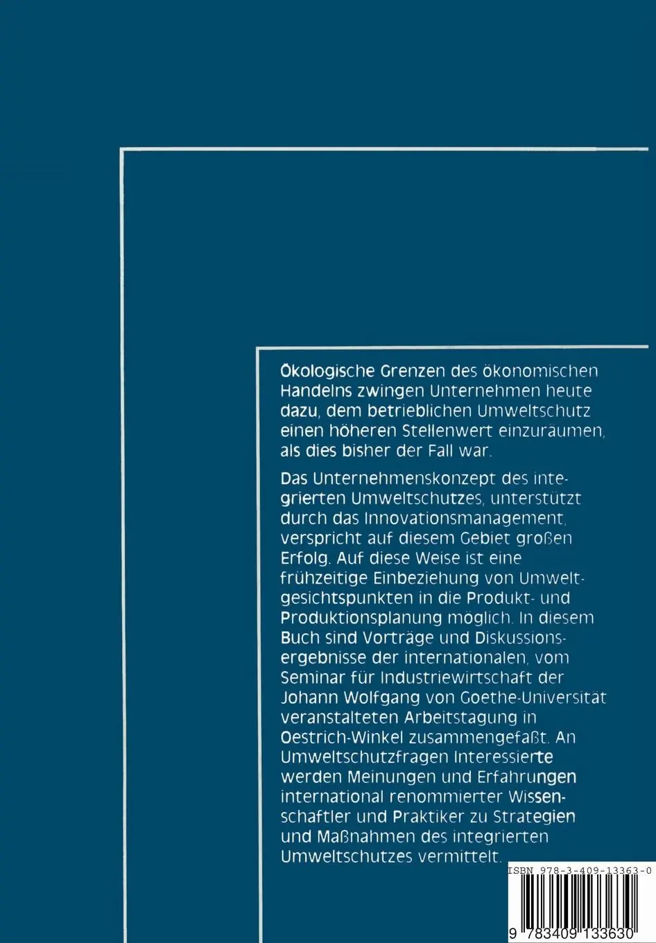 Rückseite: 9783409133630 | Integrierter Umweltschutz | Hartmut Kreikebaum | Taschenbuch | 194 S.