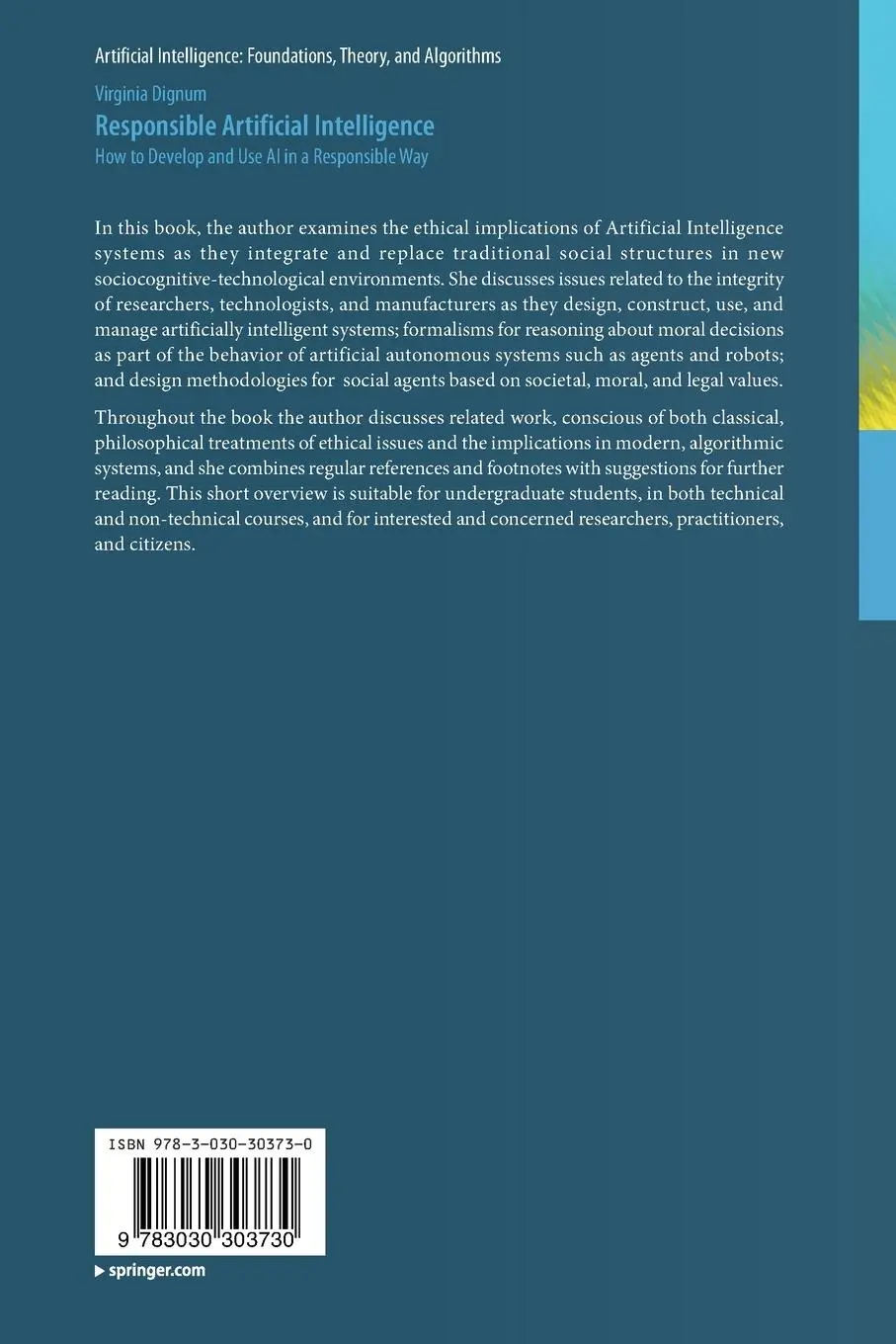 Rückseite: 9783030303730 | Responsible Artificial Intelligence | Virginia Dignum | Taschenbuch