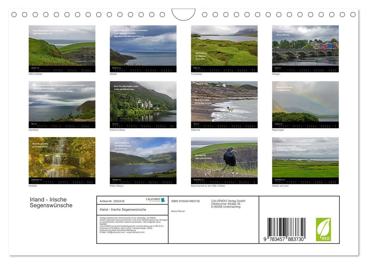 Bild: 9783457883730 | Irland - Irische Segenswünsche (Wandkalender 2026 DIN A4 quer),...