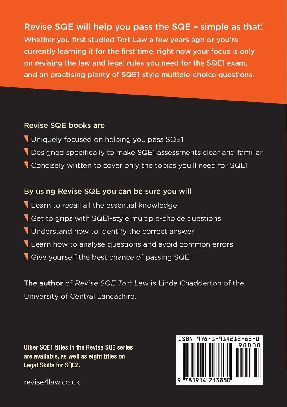 Rückseite: 9781914213830 | Revise SQE Tort Law | SQE1 Revision Guide 2nd ed | Linda Chadderton