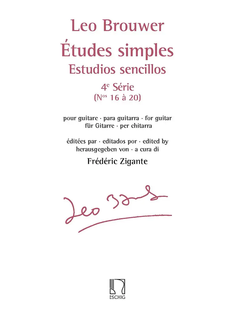 Cover: 9790044093830 | Études simples vol.4 (nos.16-20) pour guitare | Leo Brouwer | Buch