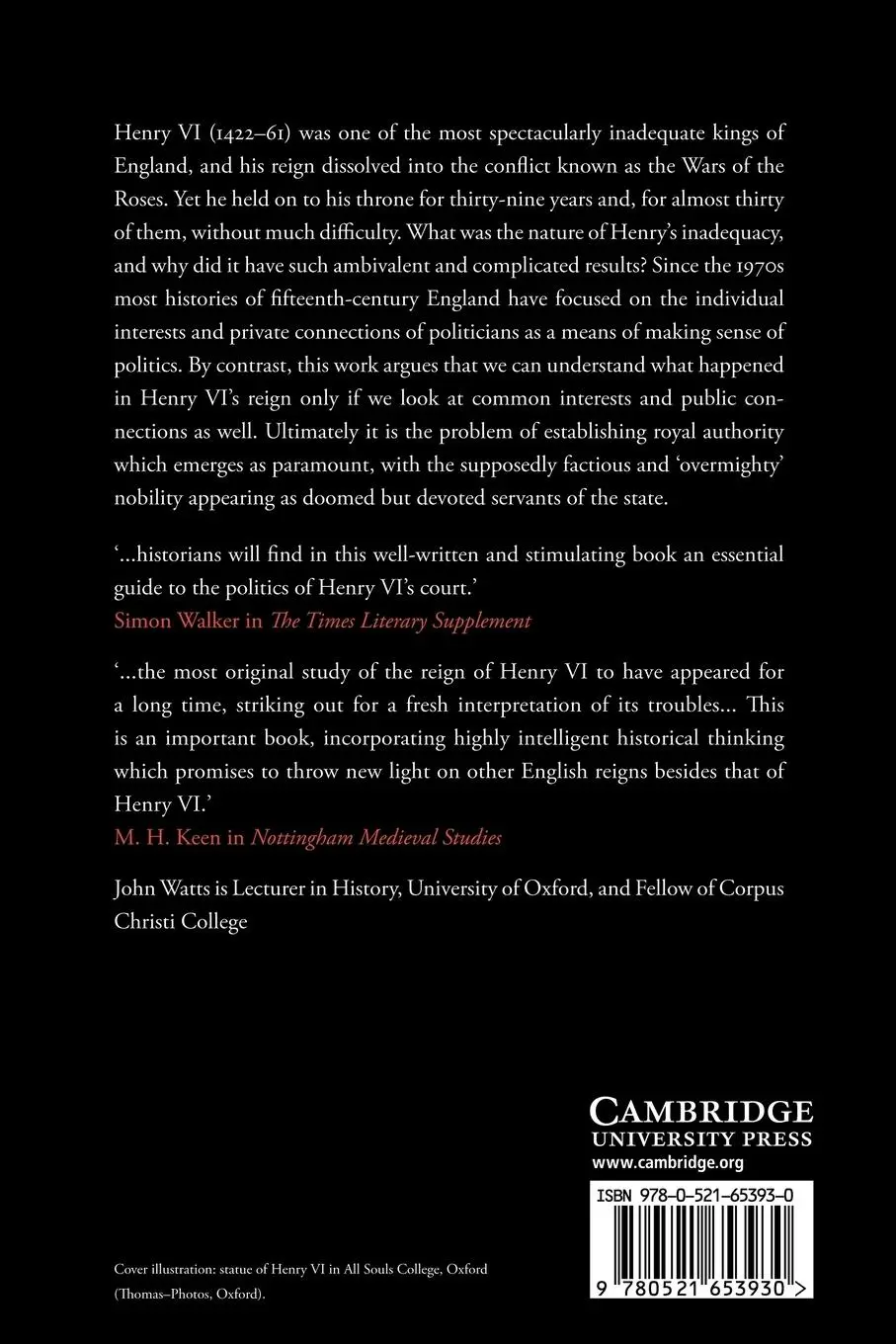 Rückseite: 9780521653930 | Henry VI and the Politics of Kingship | John Watts | Taschenbuch