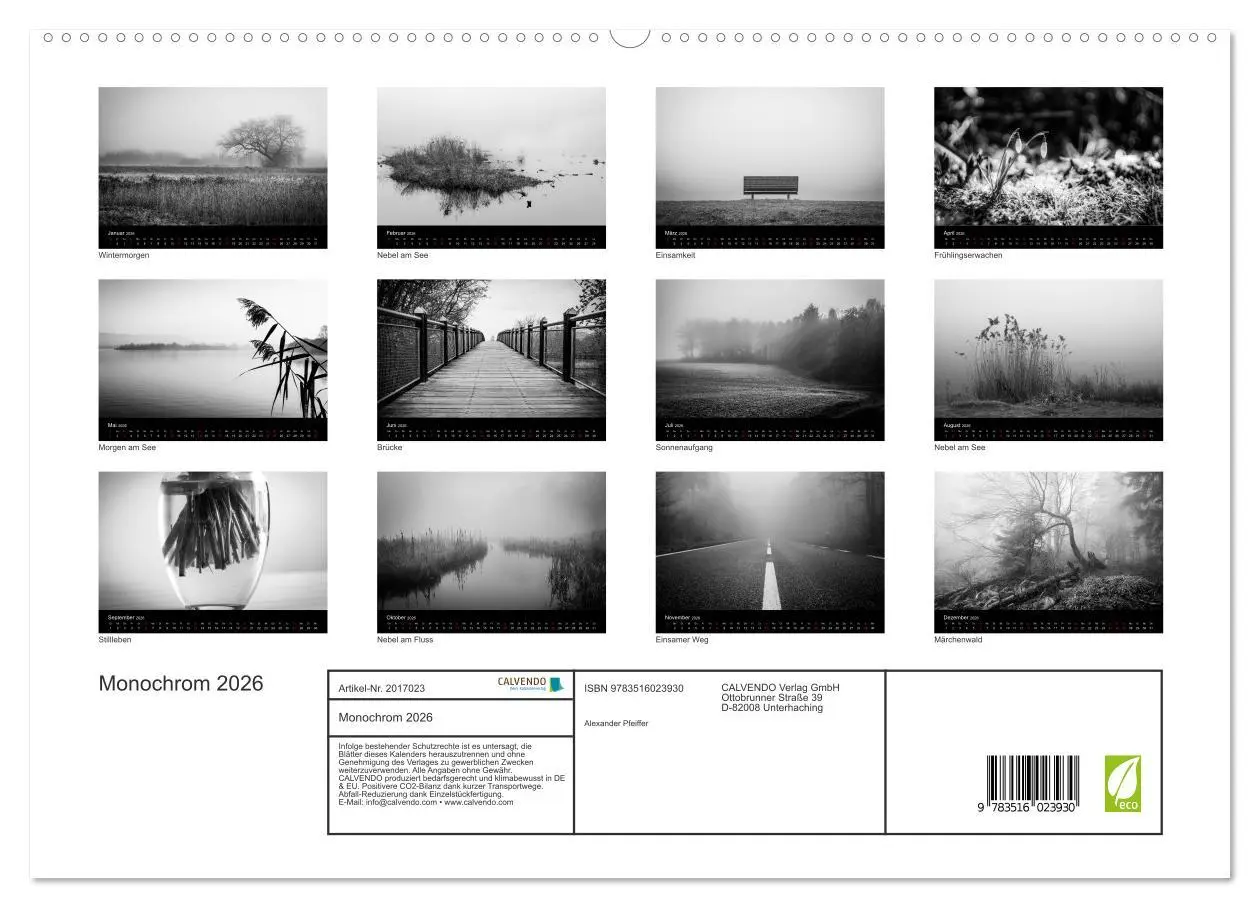 Bild: 9783516023930 | Monochrom 2026 (hochwertiger Premium Wandkalender 2026 DIN A2...
