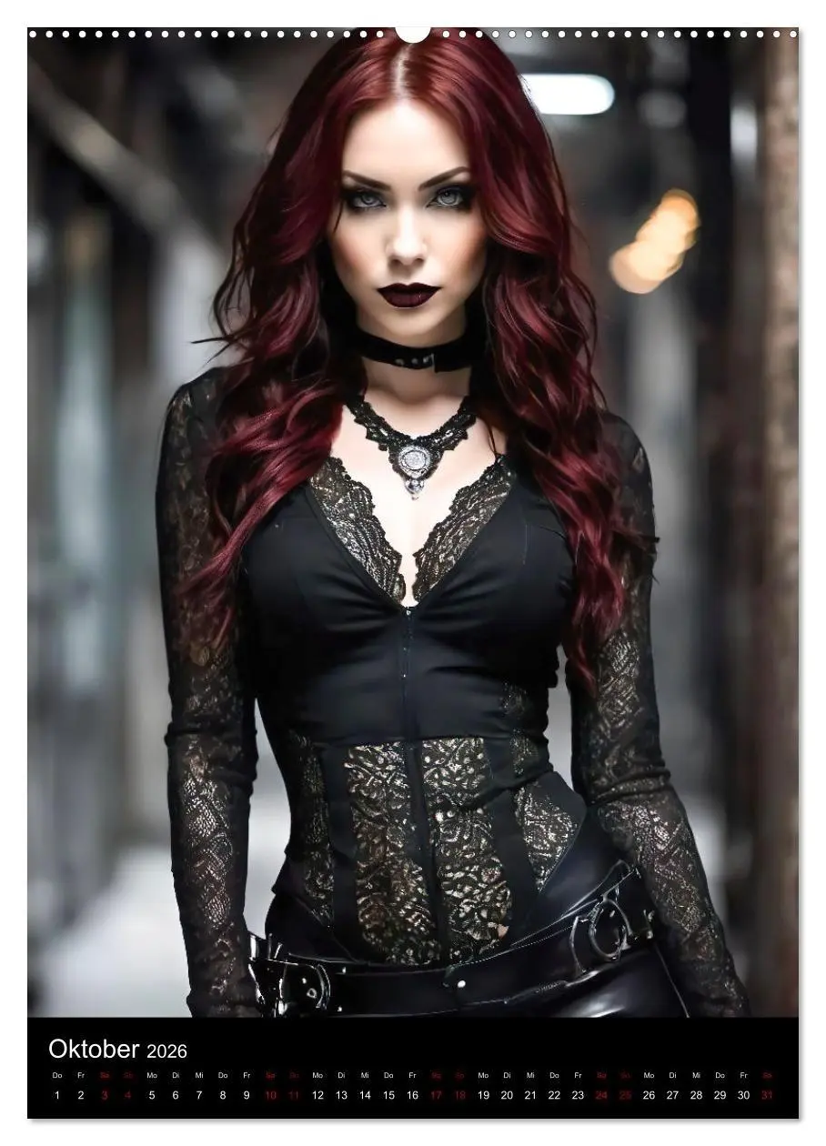 Bild: 9783516263930 | Wunderschöne Gothic Divas (Wandkalender 2026 DIN A2 hoch), CALVENDO...