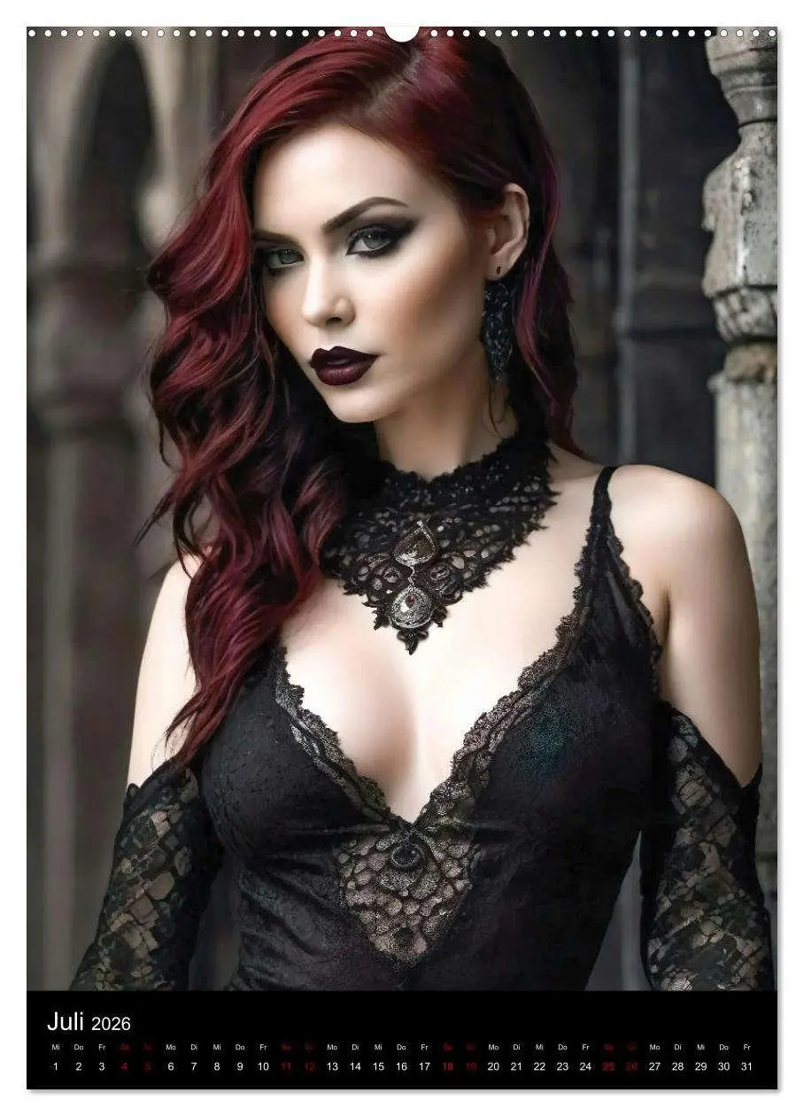 Bild: 9783516263930 | Wunderschöne Gothic Divas (Wandkalender 2026 DIN A2 hoch), CALVENDO...