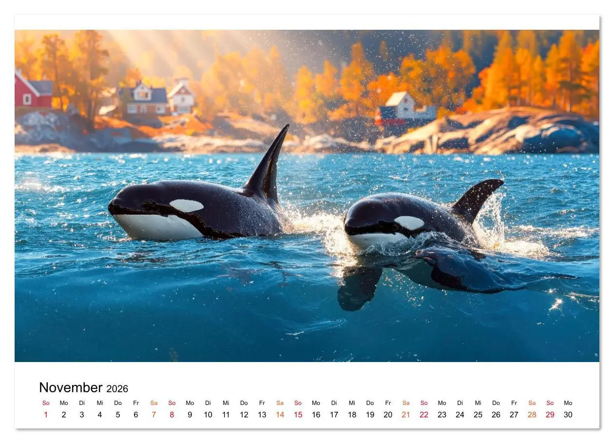 Bild: 9783516643930 | Orcas - ein Jahr voller Meer (hochwertiger Premium Wandkalender...