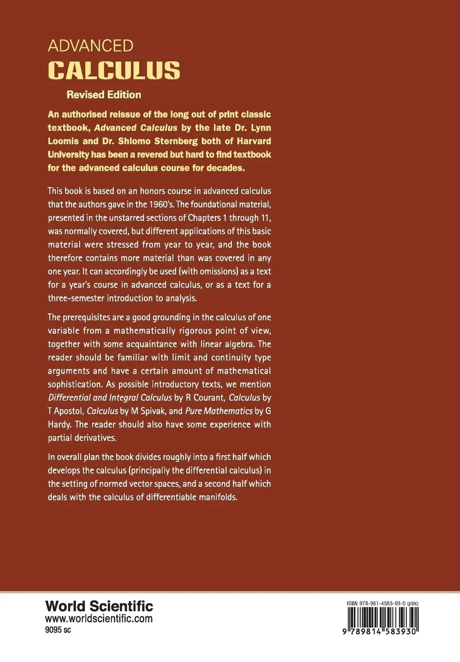 Rückseite: 9789814583930 | ADVANCED CALCULUS (REV ED) | Shlomo Sternberg &amp; Lynn Harold Loomis