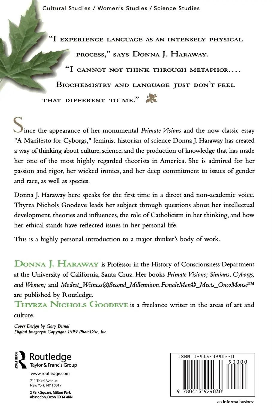 Rückseite: 9780415924030 | How Like a Leaf | An Interview with Donna Haraway | Haraway (u. a.)