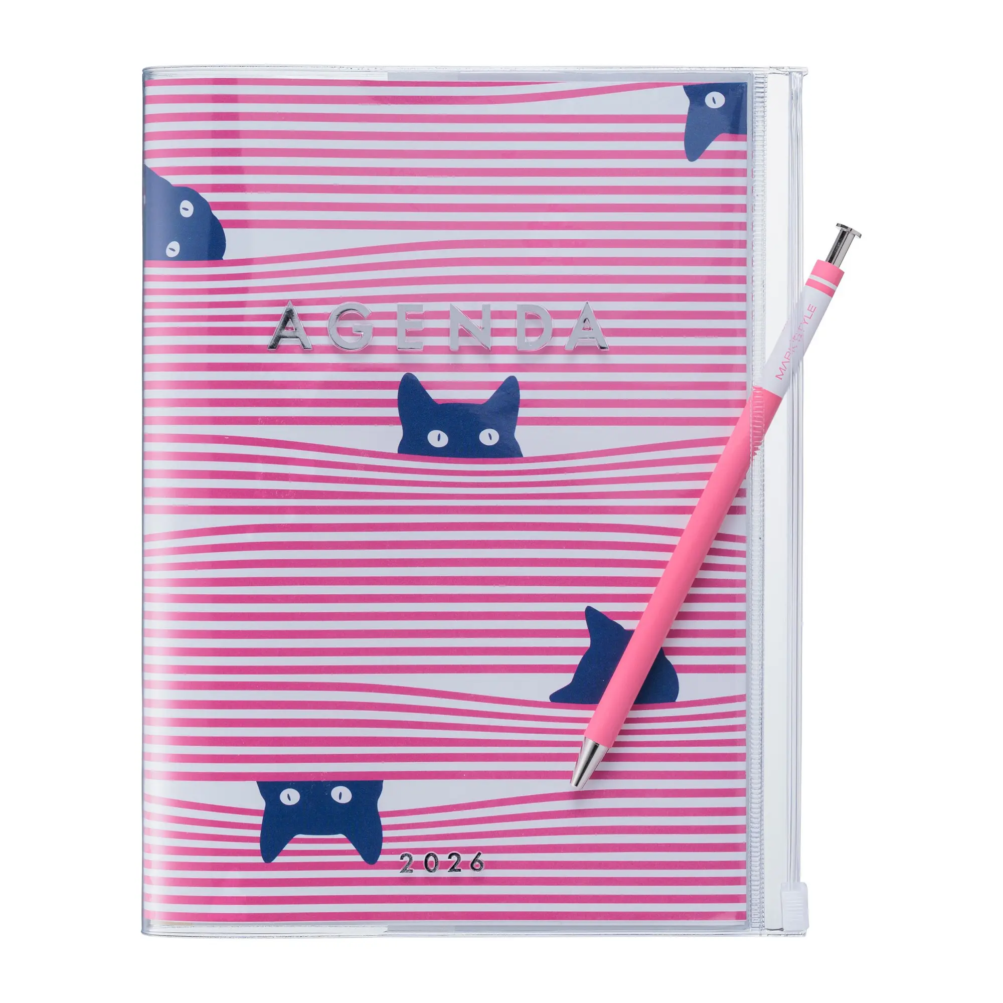 Bild: 4550045144130 | MARK'S 2025/26 Taschenkalender, A5 Cats // Pink | MARK'S Inc. | Buch