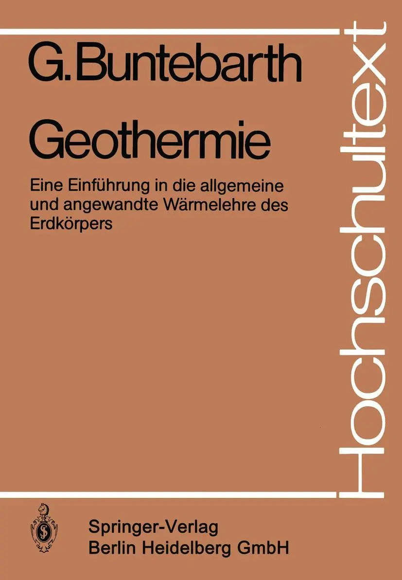Cover: 9783540104230 | Geothermie | G. Buntebarth | Taschenbuch | ix | Deutsch | 1980