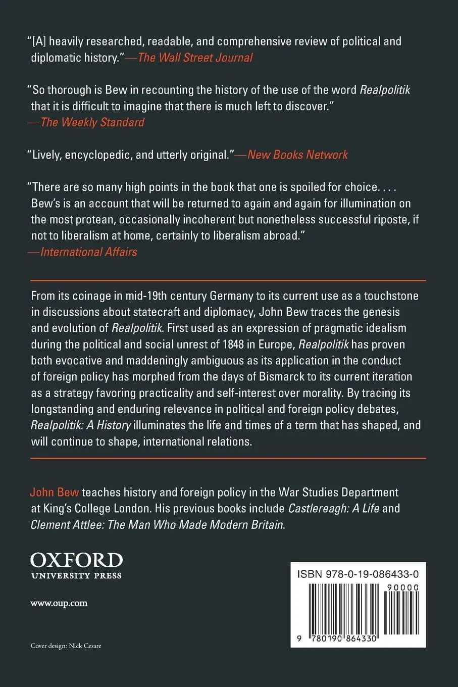 Rückseite: 9780190864330 | Realpolitik | A History | John Bew | Taschenbuch | 408 S. | Englisch