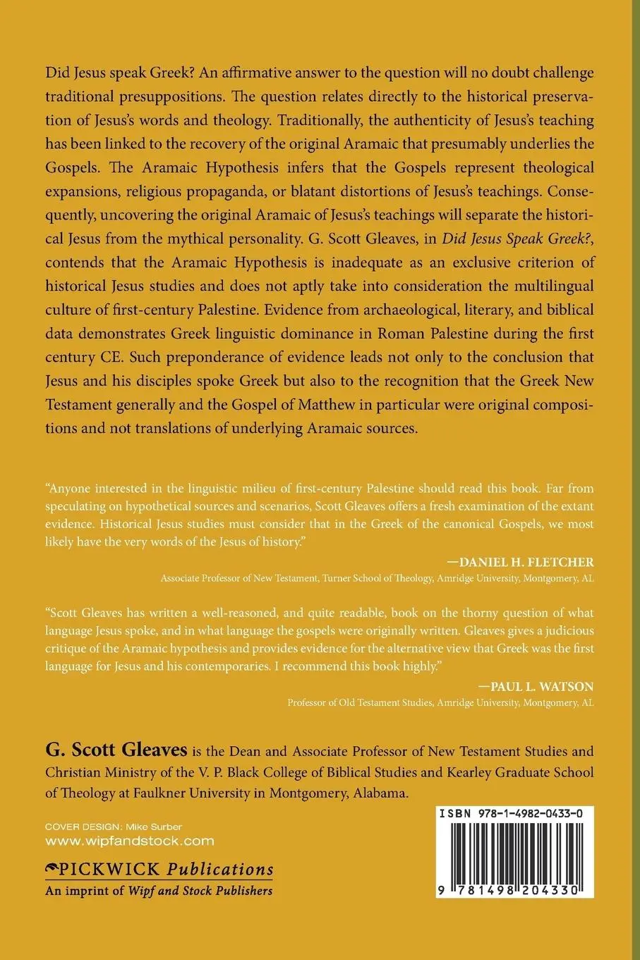 Rückseite: 9781498204330 | Did Jesus Speak Greek? | G. Scott Gleaves | Taschenbuch | Englisch