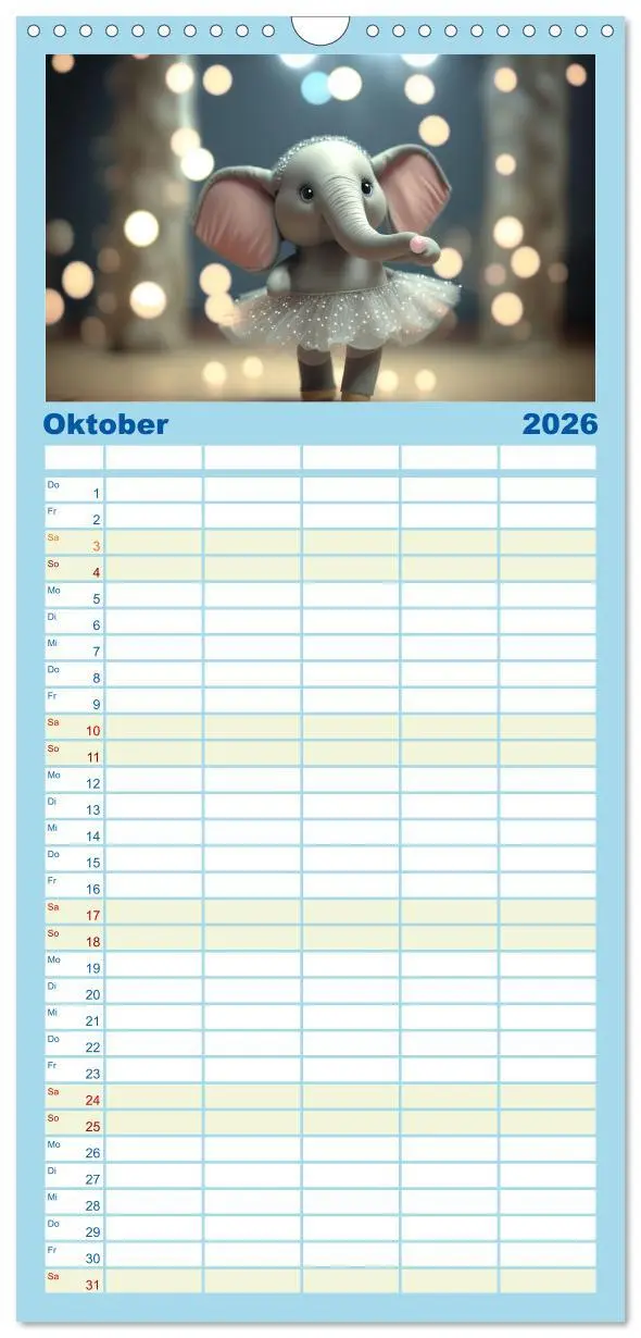 Bild: 9783516504330 | Familienplaner 2026 - Die lustigen Dickhäuter. Ein Kalender für...