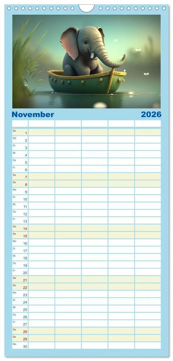 Bild: 9783516504330 | Familienplaner 2026 - Die lustigen Dickhäuter. Ein Kalender für...