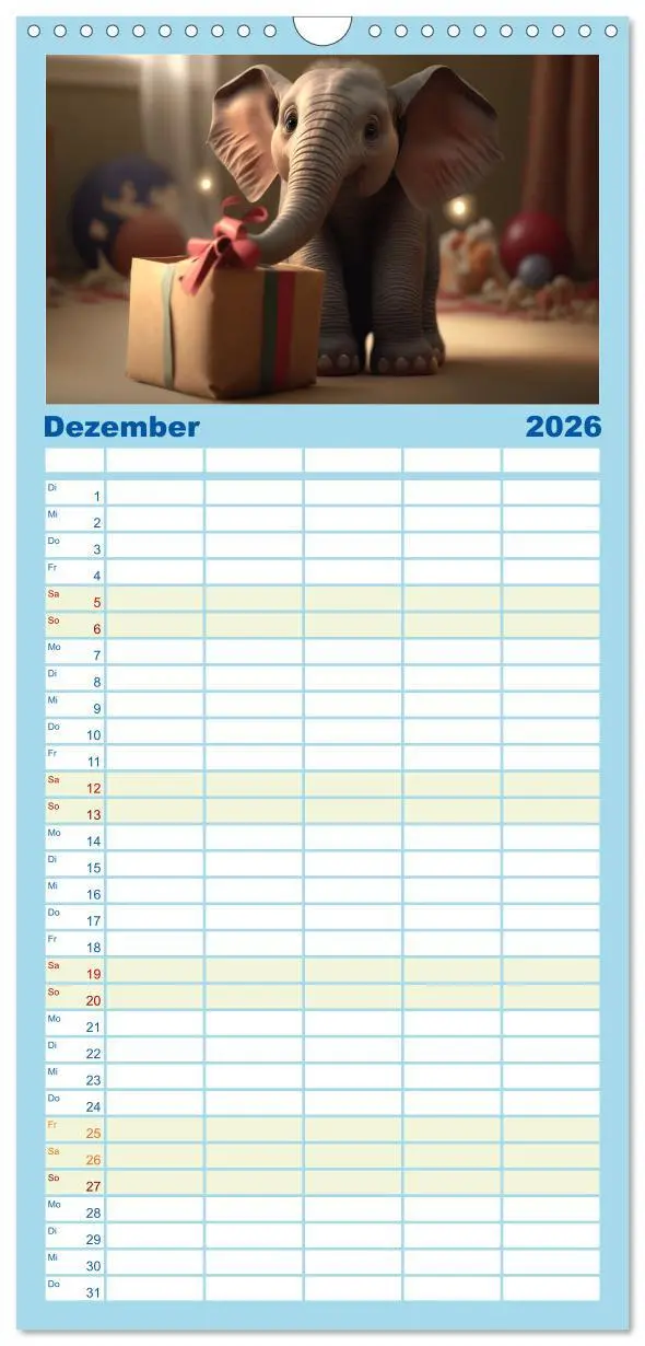 Bild: 9783516504330 | Familienplaner 2026 - Die lustigen Dickhäuter. Ein Kalender für...