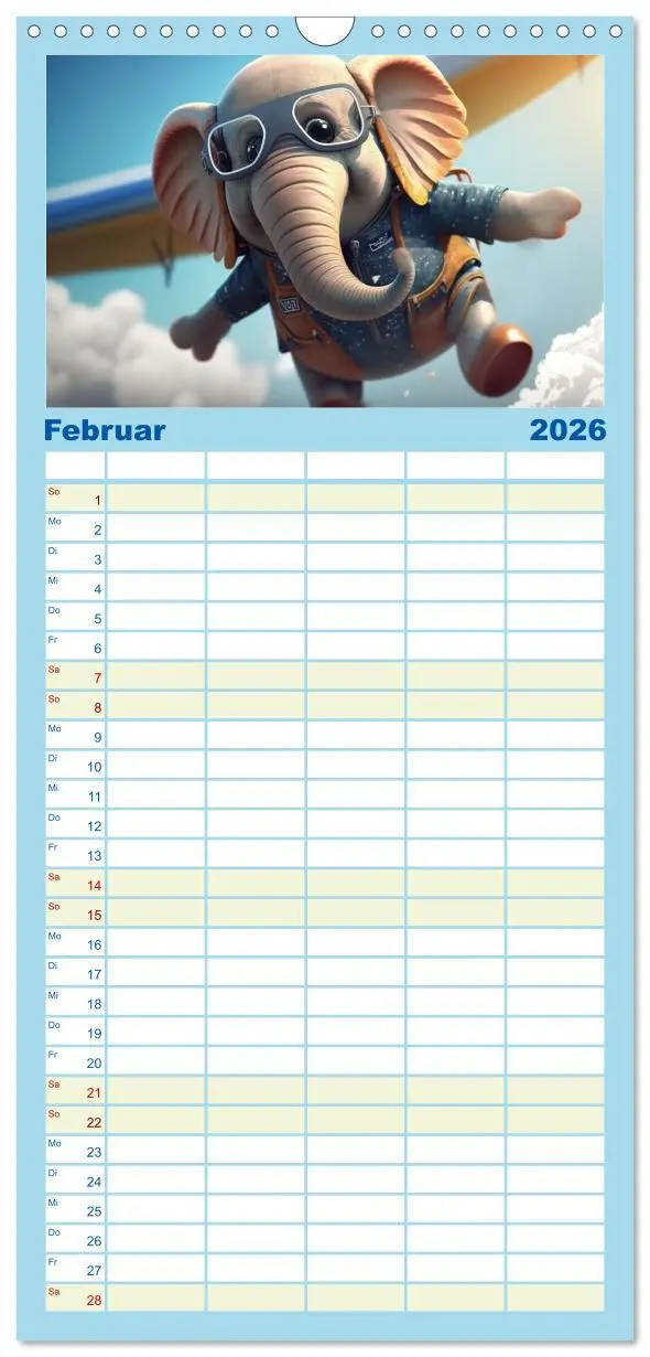 Bild: 9783516504330 | Familienplaner 2026 - Die lustigen Dickhäuter. Ein Kalender für...