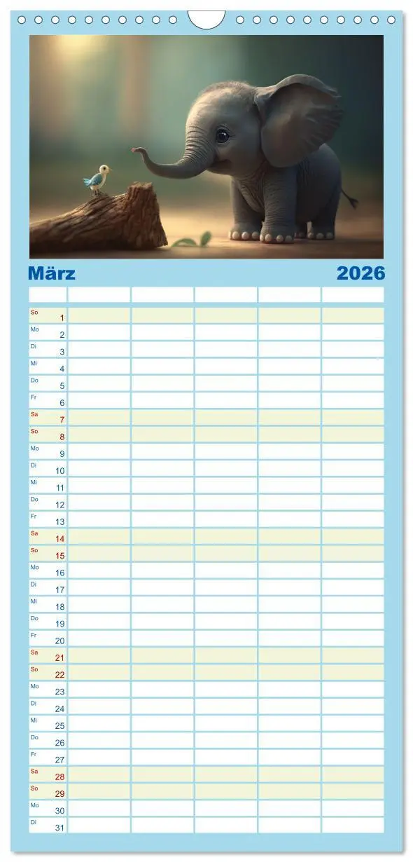 Bild: 9783516504330 | Familienplaner 2026 - Die lustigen Dickhäuter. Ein Kalender für...