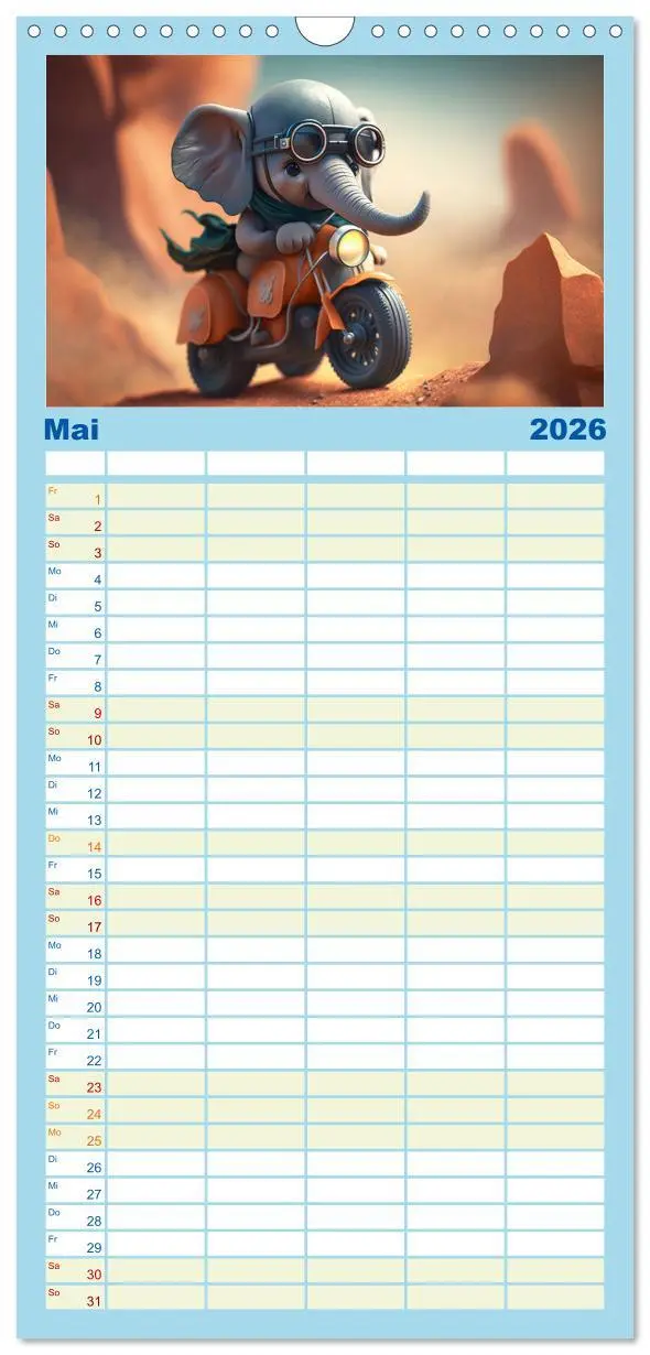 Bild: 9783516504330 | Familienplaner 2026 - Die lustigen Dickhäuter. Ein Kalender für...