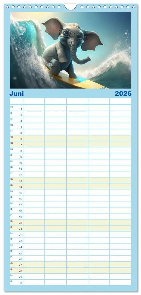 Bild: 9783516504330 | Familienplaner 2026 - Die lustigen Dickhäuter. Ein Kalender für...