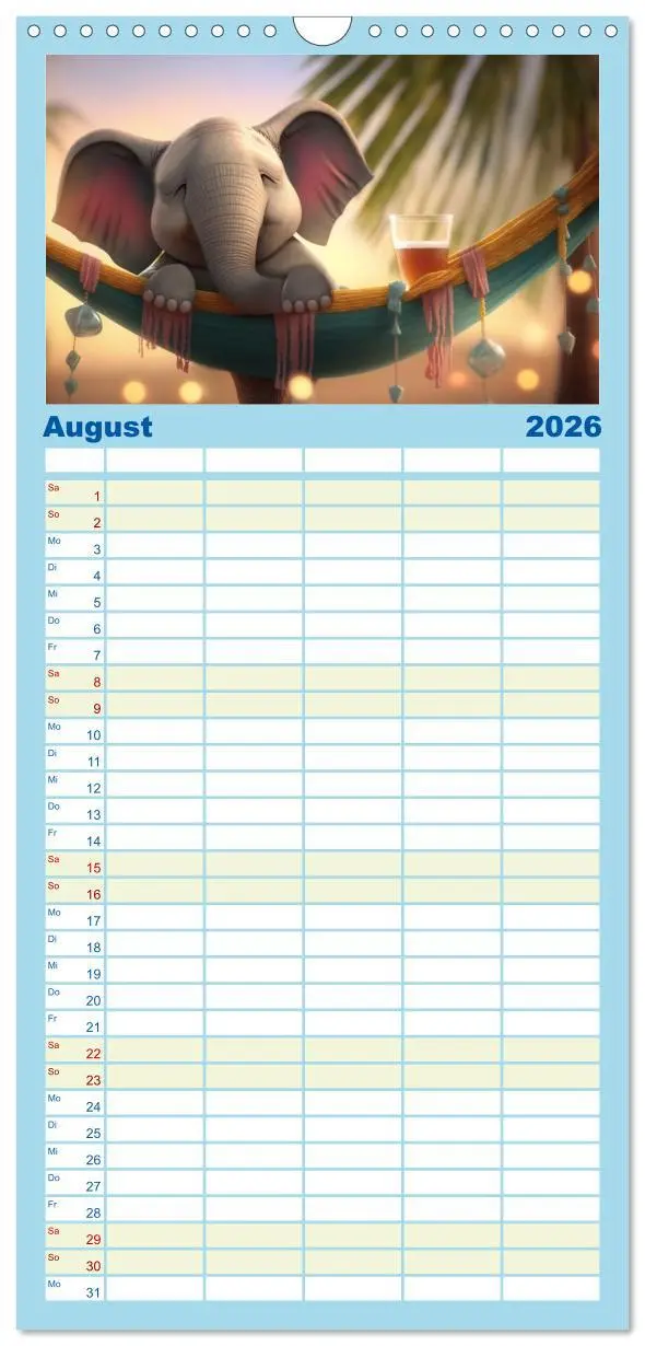 Bild: 9783516504330 | Familienplaner 2026 - Die lustigen Dickhäuter. Ein Kalender für...