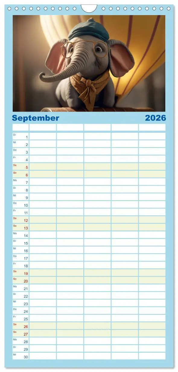Bild: 9783516504330 | Familienplaner 2026 - Die lustigen Dickhäuter. Ein Kalender für...