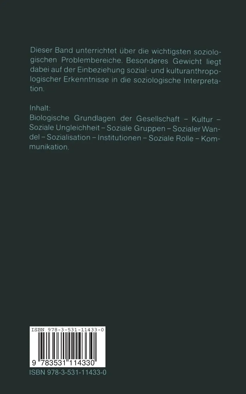 Rückseite: 9783531114330 | Basale Soziologie: Hauptprobleme | Horst Reimann | Taschenbuch | xii