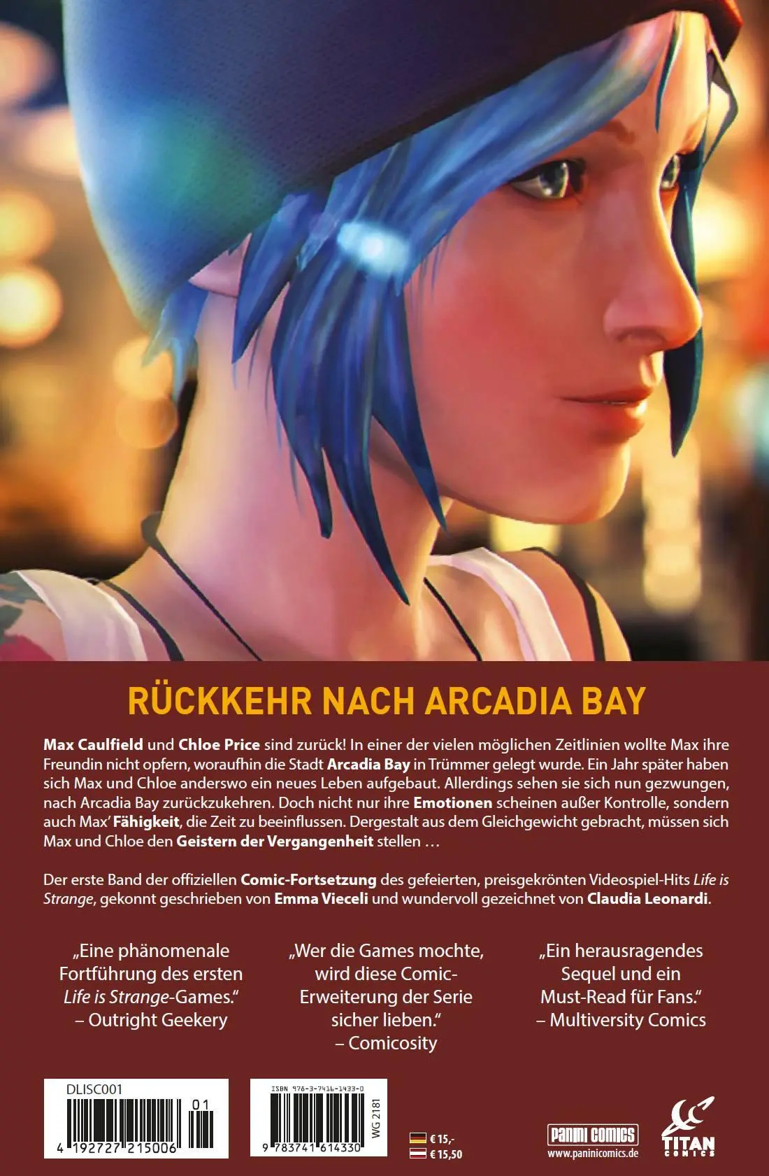 Rückseite: 9783741614330 | Life is Strange | Bd. 1: Staub | Emma Vieceli (u. a.) | Taschenbuch