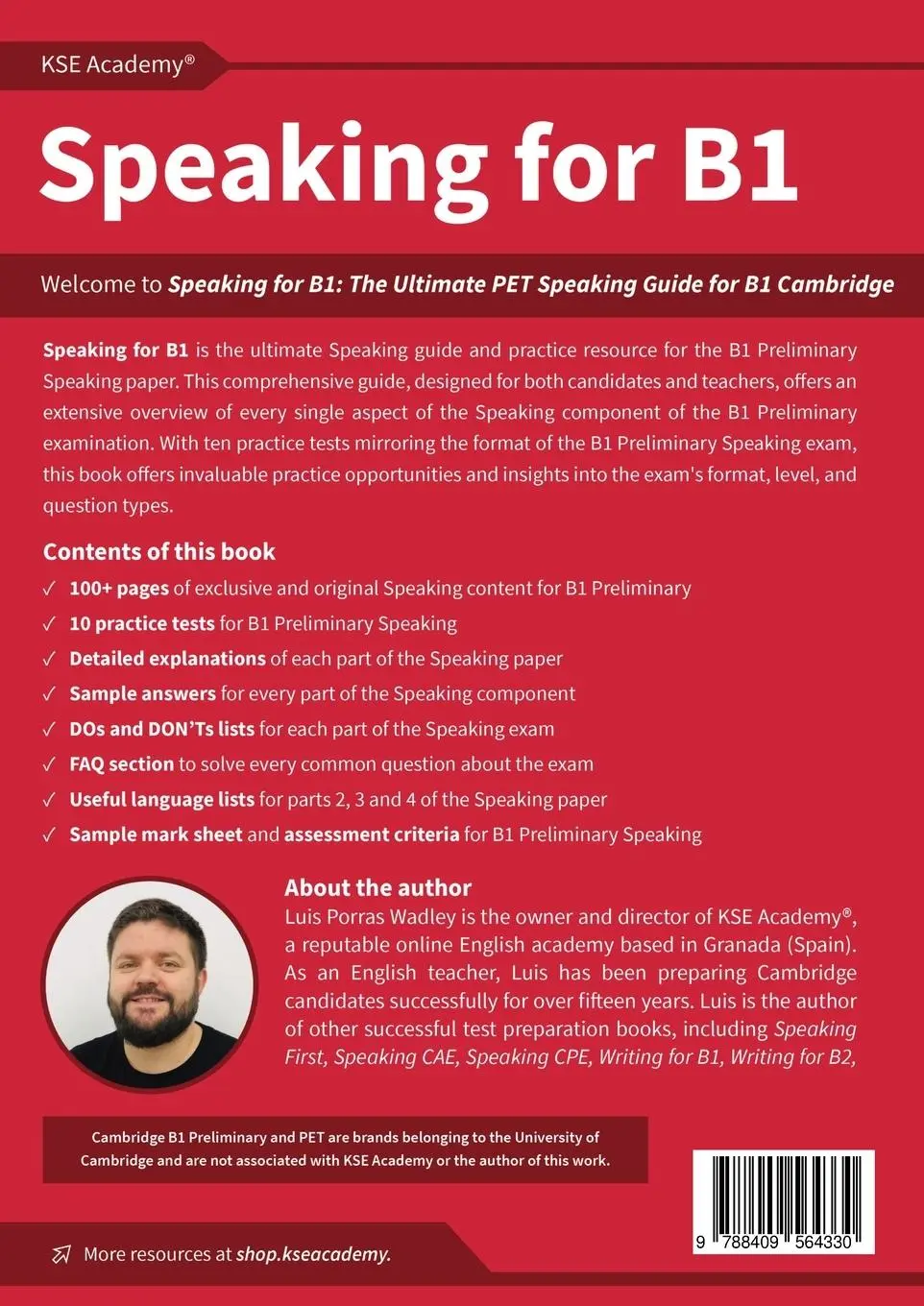Rückseite: 9788409564330 | Speaking for B1 | Luis Porras Wadley | Taschenbuch | Englisch | 2024