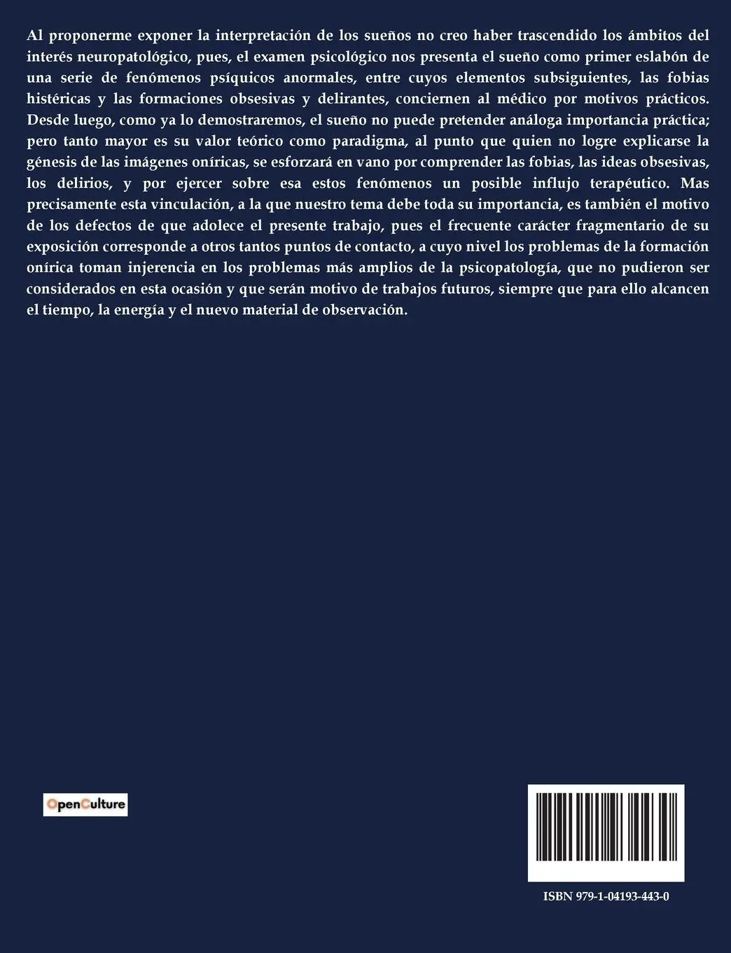 Rückseite: 9791041934430 | La Interpretación de los Sueños | Sigmund Freud | Taschenbuch | 2023