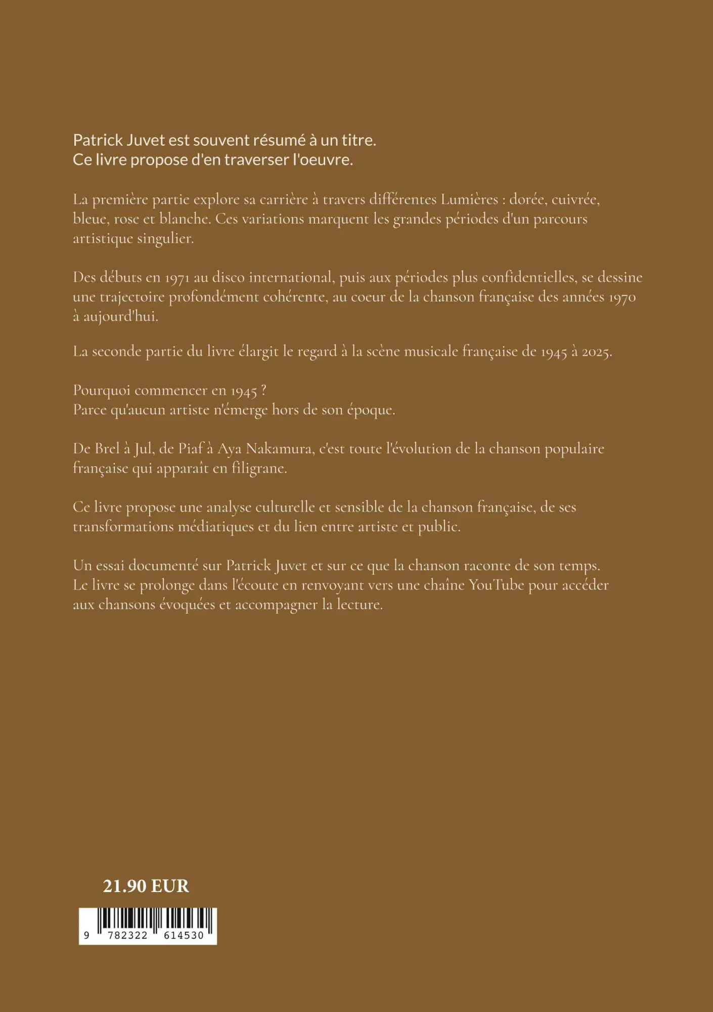 Rückseite: 9782322614530 | Patrick Juvet Enfant de la Lumière | Danielle Roussel | Taschenbuch