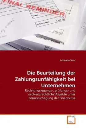 Cover: 9783639344530 | Die Beurteilung der Zahlungsunfähigkeit bei Unternehmen | Johanna Volz