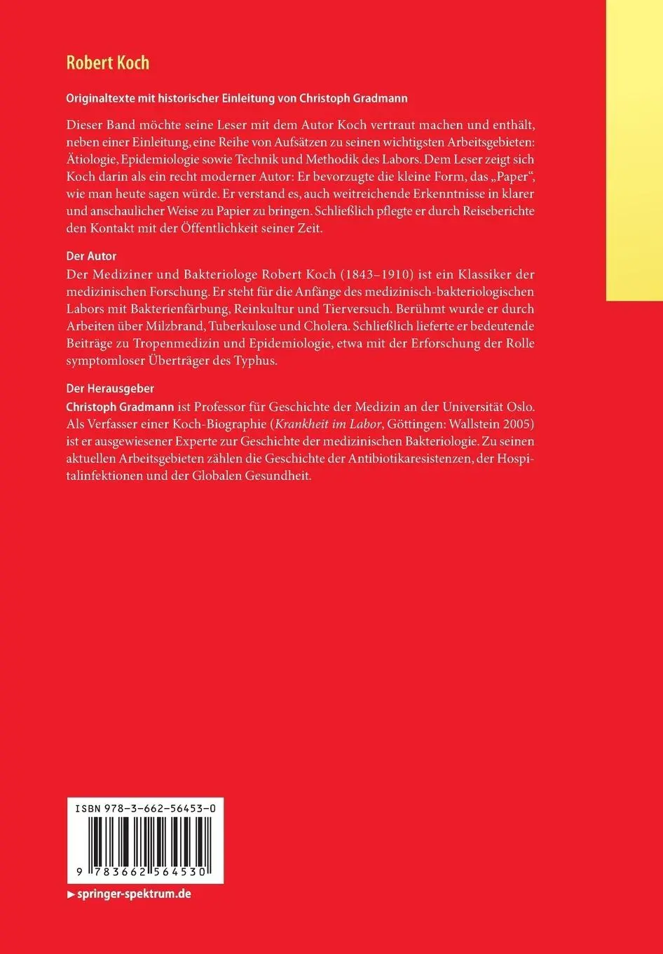 Rückseite: 9783662564530 | Robert Koch | Zentrale Texte | Christoph Gradmann | Taschenbuch | v
