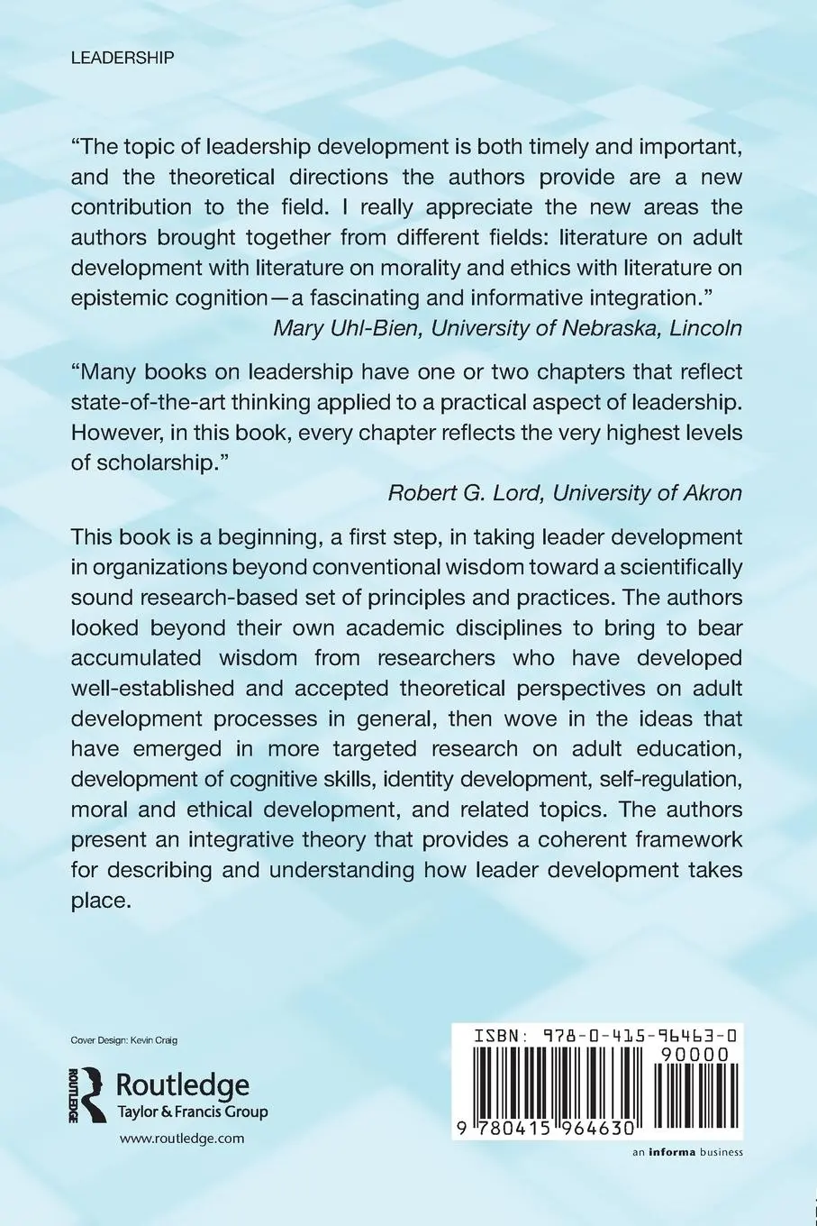 Rückseite: 9780415964630 | An Integrative Approach to Leader Development | David V. Day (u. a.)