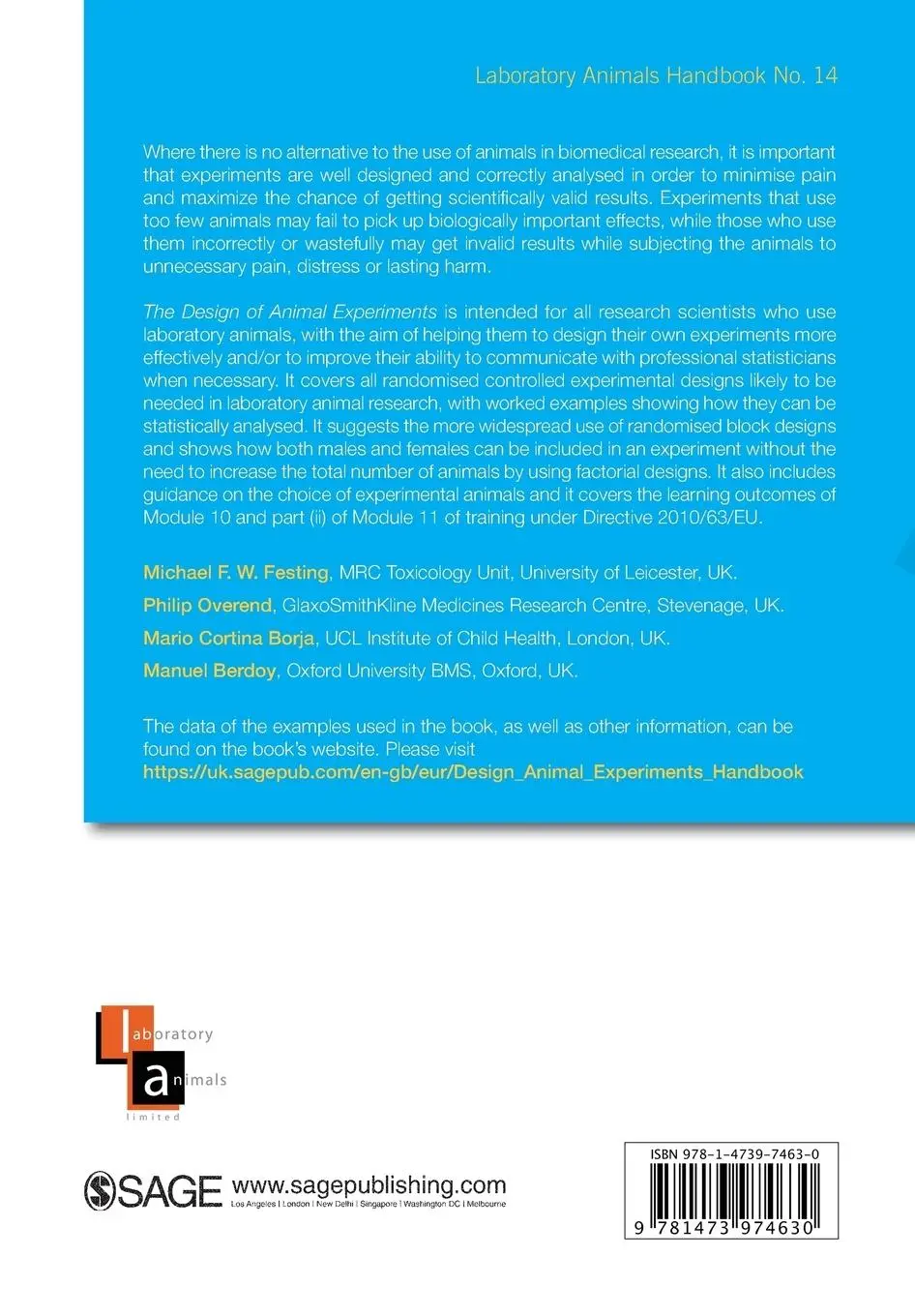 Rückseite: 9781473974630 | The Design of Animal Experiments | Michael Festing (u. a.) | Buch