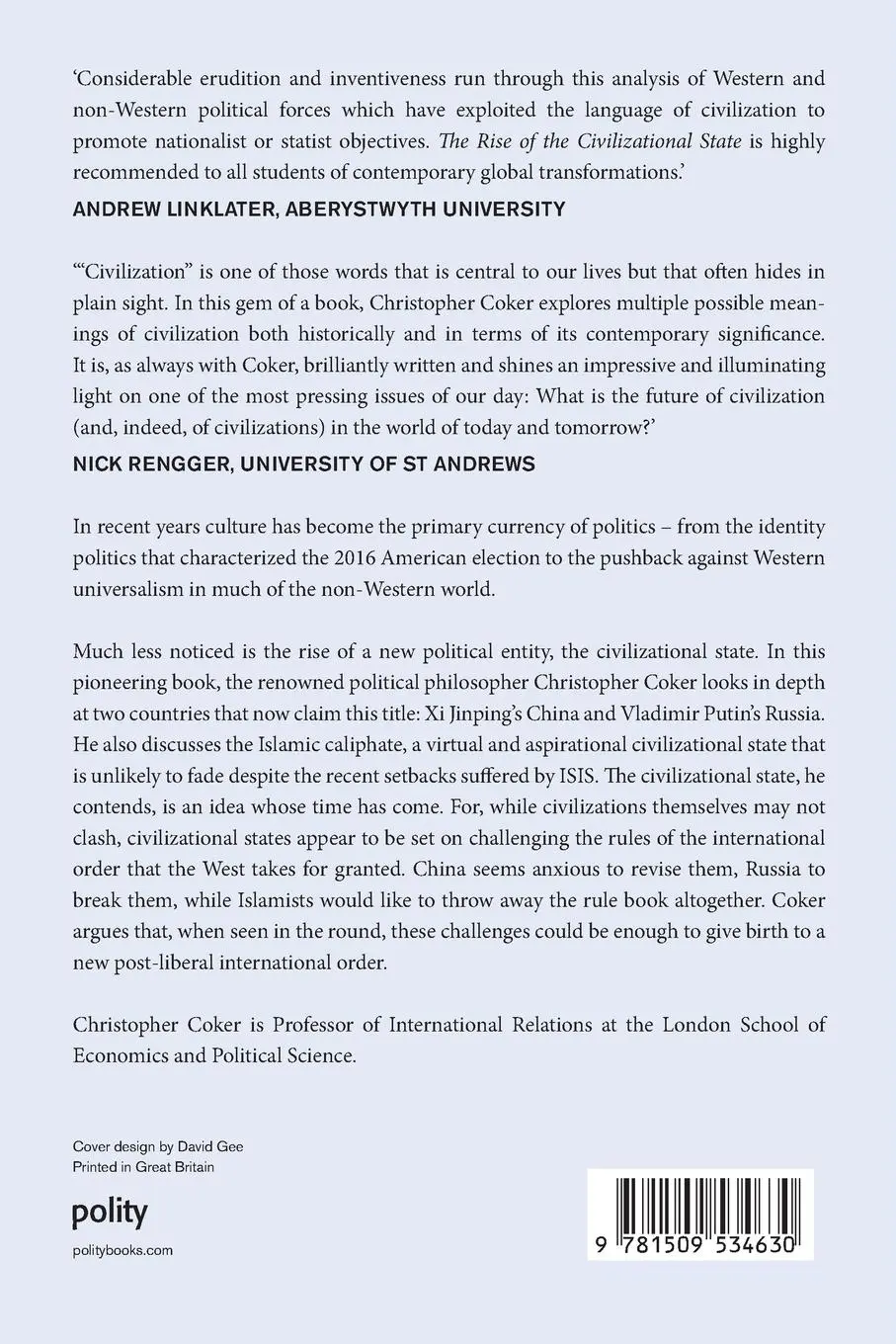 Rückseite: 9781509534630 | The Rise of the Civilizational State | Christopher Coker | Taschenbuch